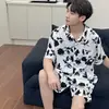 Pijama de Algodón y Seda para Hombre Nuevo Verano 2026, Conjunto Delgado de Algodón y Seda de Manga Corta, Se Puede Usar Afuera como Ropa de Casa, Venta Directa del Fabricante