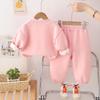 Conjunto de Moletom com Forro de Fleece Estampa Coração Flor, Outono e Inverno 2025 Novo Estiloso Fashionável Conjunto de Inverno para Bebês Meninas, Conjunto de Duas Peças