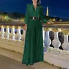 Camisa Europeia e Americana Nova Moda Gola V Manga Longa, Calça de Perna Larga com Lantejoulas para Look Elegante Afinando a Cintura - com Cinto