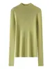 Suéter de Punto Canalé para Mujer, Cuello Medio Alto, Otoño Invierno, Adelgazante, Canalé Vertical, Capa Base Elástica, Suéter Interior
