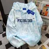 Sudadera con capucha de estilo americano japonés, marca de tendencia, estampado de letras para mujer, Otoño e Invierno, Estudiante, Tie-Dye, Rosa, Estilo Perezoso