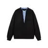 Moletom Spliced Redondo Retro Nanxia New Spring Falso Duas Peças para Homem, Blusa Pulôver Solta Estilo Americano, Marca Tendência