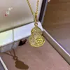 Collar Colgante de Calabaza Rosa Amarilla con Madreperla Blanca Incrustado de Diamantes Chapado en Oro de Mismo Estilo de la Tienda de Oro Puzuo para Mujer, Joyería de Lujo Ligero de Gama Alta