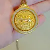 Pingente Bússola do Zodíaco Cavalo Giratório com Pontos Dourados e Diamante de Areia Vietnamita para Colar do Ano Zodiacal de Homens e Mulheres