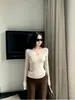 Suéter ajustado Xzichi, top de punto de manga larga, prenda base de algodón con cuello en V para mujer, nueva colección otoño/invierno 2026