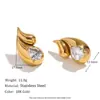 Brincos de Petal de Fritillaria Fundida com Temperamento de Nicho Europeu e Americano Aço Inoxidável Banhado a Ouro 18K Gota Dupla Zircônia Gota de Óleo