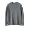 Outono e Inverno Novo Gola Redonda 100% Caxemira Pura Tricô Masculino Espesso Quente Casual Tricô Cor Lisa Manga Longa Pulôver
