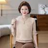 Suéter de punto para primavera y otoño de mamá, combinado con una camiseta básica, talla grande, cuello redondo, para mediana edad, moderno, casual, corte ajustado, versátil