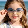 Gafas de Sol Infantiles Sin Marco de una Sola Pieza Transfronterizas Color Caramelo Hexagonales Integradas Lente Oceánica Gafas de Sol con Protección Solar