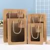Bolsa de Regalo para Escaparate del Día del Maestro, Bolsa de Tote con Ramo para el Día de San Valentín, Bolsa de Papel Kraft para Regalo Souvenir, Estilo Insins