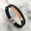 Pulsera de Cuero Tejido Vintage Hecha a Mano con Grabado Simple para Amantes de la Joyería de Mano Popular Fabricantes de Pulseras Punk