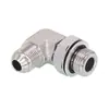 1JG9 de EE. UU. a Inglés Codo Ajustable 74 Cono Exterior en Forma de D 90 Ángulo Recto 9/16-U3/4 Acero al Carbono Unión