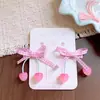 Laço de Cabelo Cereja Doce Estilo Coreano, Presilha Lateral para Meninas, Faixa de Cabelo de Tecido Xadrez, Grampo de Cabelo Fofo