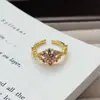 Anillo Abierto de Zirconia Diamante Morado Vintage de Lujo Ligero Diseño de Nicho Anillo Elegante para Mujer
