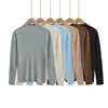 Suéter liso para mujer, nueva colección otoño/invierno 2026, top de punto elegante y moderno de manga larga con cuello medio alto, perfecto como capa interior