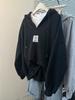 Sudadera con capucha de cuello en V transfronteriza para mujer, delgada y holgada, nueva marca de moda, estilo coreano, estilo Hong Kong, top, chaqueta de manga larga