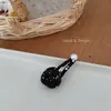 Estilo Francês Suave e Preguiçoso Tecido de Cetim Bolinhas Rosa DIY Laço de Cabelo Feito à Mão Presilha de Cabelo Flor de Tecido Bolinhas Preto e Branco