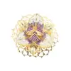 Broche Largo de Flor Longdu Multicolor Tridimensional de Diamantes Completos de Alta Resistencia Elegante Exagerado Retro Base Hueca Pin Floral para Mujeres