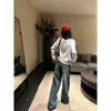 Pantalones Largos Casuales y Cómodos de Tiro Bajo Lavados Vintage Fáciles de Combinar en Azul Retro, Favorecedores y que Resaltan la Figura con un Efecto Fluido, Control de Abdomen, Versátiles de Pierna Recta