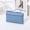 [En stock al por mayor] Bolso de mujer 2023 nuevo, color sólido, doble cremallera, billetera para teléfono móvil, bolso de mano largo cruzado