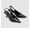 2024 novos pontiagudos em forma de sapatos de salto feminino patente de couro apontado uma linha fivela sandálias senhoras elegantes sapatos de camada única para as mulheres