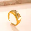 Anillo de Acero Inoxidable de Venta Caliente Transfronteriza para Mujer, Anillo Apilable con Borde Biselado Fundido Incrustado de Diamantes, Joyería de Acero de Titanio con Diseño de Moda Fábrica