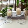 Portavelas de Vidrio Transparente de Lujo Ligero Estilo Europeo Plato Decorativo Adorno Accesorios para Mesa de Comedor con Velas Arreglo de Escena Romántica