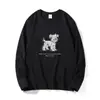 Camiseta de Manga Longa Estilo Novo para Primavera e Outono para Mulheres, Estilo Retro Americano, Design de Cachorro em Desenho Animado, Blusa Camiseta Solta Versátil Casual