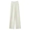 Calça de Cashmere Estreita de Pernas Largas 2026 Outono e Inverno Nova Feminina de Cintura Alta Fluida Casual Cor Sólida Elegante Quente de Pernas Retas