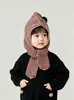 Bufanda de Punto para Niños con Gorro Integrado Otoño e Invierno Gorro Cálido para Protección de Orejas para Niños y Niñas Rayado Estilo Coreano Lindo Gorro de Lana
