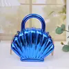 Bolso de concha con acabado de espejo metálico, nuevo estilo para mujer, bolso de mano brillante, bolso cruzado, bolso de hombro con cadena, bolso cuadrado pequeño elegante