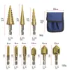 Juego de 10 Brocas Escalonadas con Cinco Filos para Chaflanar, Brocas para Carpintería, Brocas Escalonadas, Serie de Titanio Chapado en Oro