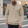 Moletom Casual Retrô Europeu e Americano Transfronteiriço com Gola Alta e Zíper, Tricô Solto Jacquard Patchwork Pesado, Manga Longa para Outono e Inverno