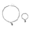 Colar Especial Europeu e Americano Estilo Cool Transfronteiriço Corrente de Contas Ccb Assimétrica Retrô Pulseira com Pingente de Diamante Presente de Feriado