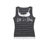 Camisole Listrada com Estampa de Letras Estilo Americano Picante para Mulheres, Novo Top Patchwork Slim Fit de Verão Falso Duas Peças