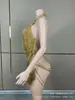 Body Brillante con Borlas y Pedrería para Mujer, Sexy Disfraz de Cantante Bailarina, Disfraz de Escenario