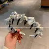 Faixa de Cabelo com Laço de Renda e Pérolas Design Francês 2025 Nova Presilha de Cabelo com Strass Faixa para Cabelo Pacote de Cabelo Feminino