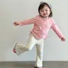 Conjunto Transfronterizo Europeo y Americano para Niñas Camiseta de Manga Larga Pantalones Acampanados Rayados Casuales Conjunto de Dos Piezas para Bebé Ropa Linda para Niños