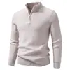 Suéter de punto para hombre, estilo europeo y americano, media cremallera, cuello alto, color liso, manga larga, corte ajustado, para exportación y ventas transfronterizas