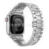 Para Apple Watch Tres Perlas Completo Diamante Metal iwatch Correa de Aleación de Zinc Applewatch Correa con Hebilla de Mariposa