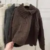 Nuevo cárdigan de punto para mujer, estilo perezoso, corte holgado, para otoño/invierno, con cuello de solapa y textura gruesa y suave