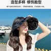 Sombrero de Protección Solar de Verano para Mujer, Protección Solar, Anti-UV, Parte Superior Abierta, Sombrero de Carcasa de Plástico Negro, Ala Ancha, Aro para Cabello Plegable, Sombrero para Exteriores