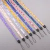 Cordão de celular de desenho animado fofo, alça de poliéster estampada para porta-cartão, alça para pendurar decoração de chave de identificação de estudante em estoque