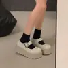 Sapatos Plataforma Tendência Femininos Petite 2025 Primavera e Outono Novos Mocassins Slip-On Cobertura Total Estilo Britânico