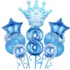 Set de Globos Digitales de Corona Transfronterizos en Varias Formas para Decoración Temática de Fiesta de Primer Cumpleaños Infantil Globos de Papel de Aluminio