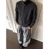 Estilo Old Money Cardigan Marrom Retrô Tricô Masculino Outono e Inverno Estilo Americano Relaxado Solto Gola Alta Meia Jaqueta de Tricô