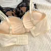 Lingerie de Renda Desejo Puro para Mulheres, Sutiã Meia-Taça Sexy com Reunião para Seios Pequenos, Reunião Lateral dos Seios, Anti-Queda, Sutiã Sem Fio