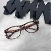 Armação de óculos gatinho com estampa de leopardo sem lentes, armação decorativa lisa fofa, óculos redondos estilo retrô Y2k de casco de tartaruga