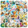 56 Adesivos de Mundo Animal Novo Transfronteiriços, Animais Fofos, Decoração à Prova d'Água para Diário DIY, Papelaria, Adesivos para Copo d'Água