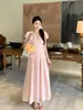 Precio Especial, Sin Devoluciones ni CambiosVestido de Manga Corta con Parches de Encaje Xiu Xixi, Vestido de Color Sólido Pure Desire para Mujer 88479